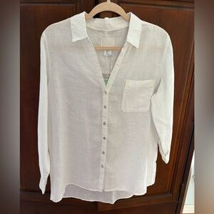 Sigrid Olsen White Linen Button-Up Shirt size M . Very good condition. NWT